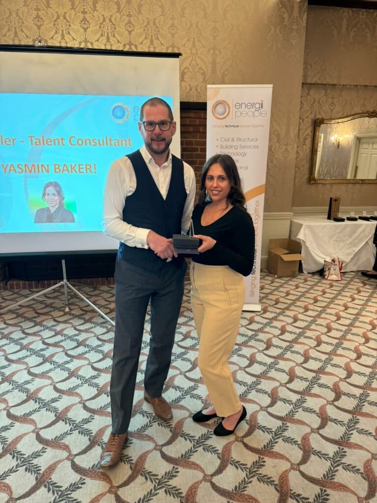 Yasmin Baker receiving her award